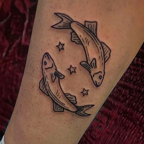 Blackwork Fish Tattoo Design
