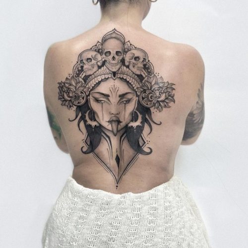 Fine Line Face Tattoo Design.
