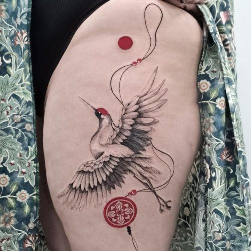 Fine Line Bird Tattoo Design.