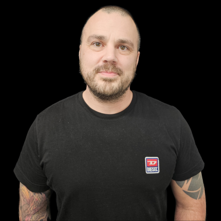 Dave, one of the apprentices at Blackout Tattoo & Piercing Academy in Middlesbrough.