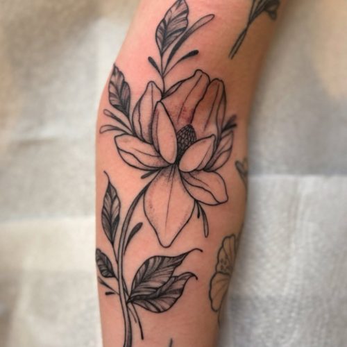 Floral tattoo design blackwork