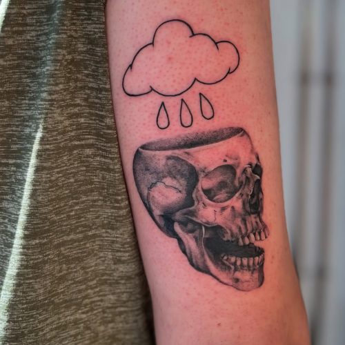 Blackwork skull tattoo