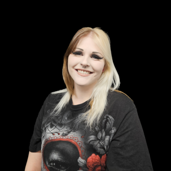 Sarah, a tattoo trainee at Blackout.