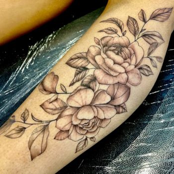 Fine line roses tattoo