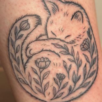Cat linework tattoo design